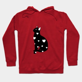 Black kitty with heart pattern Hoodie